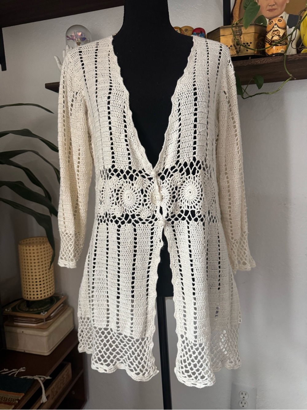 Vintage Y2K Nine & Co. Crochet Knit Cardigan Sweater